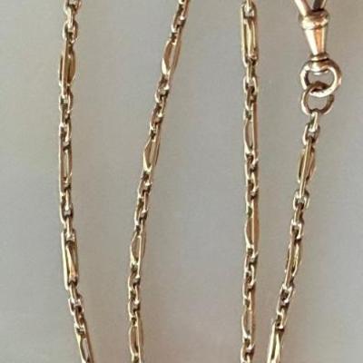 Antique 9k Gold 14 Inch Watch Chain - 7.7 Grams