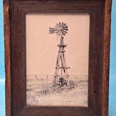 "Greg Burns" Black & White Windmill Print