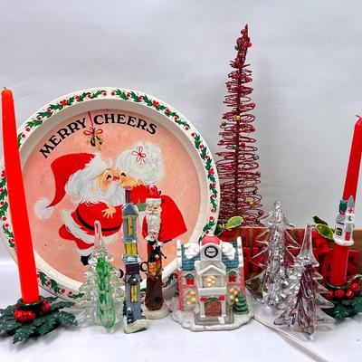 Vintage Serving Tray & Other Christmas Items