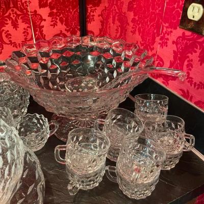 Sale Photo Thumbnail #27: Fostoria Punch Bowl Set