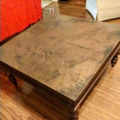 Sale Photo Thumbnail #130: Hammered copper table