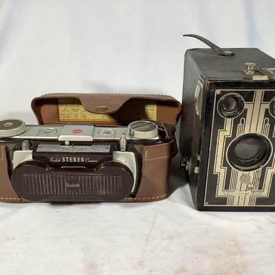 Kodak Stereo Camera & Brownie Art Deco Box Camera