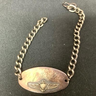 WWII USMC Sterling Pilot’s ID Bracelet.