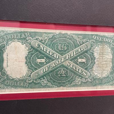 Framed 1917 Large $1 US Note “Sawhorse Back"