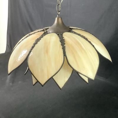 Vintage Slag Glass Hanging Lamp