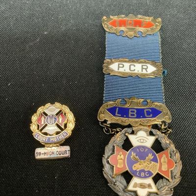 Vintage Sterling Order Of Foresters Pins