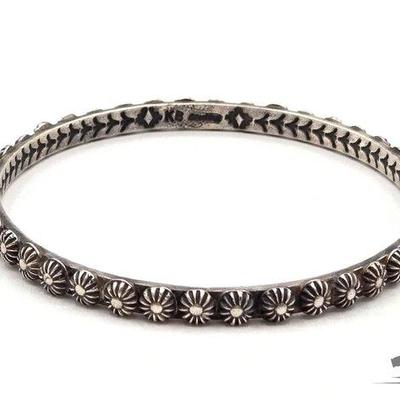 #457 • Handmade Native American Sterling Silver Star Bangle, 26g
