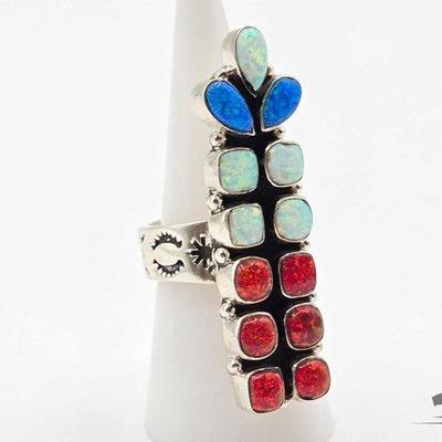 #335 • Sterling Silver Patriotic Ring, 13g
