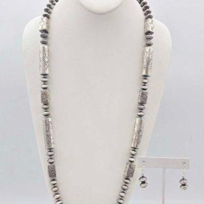 #520 • Handmade Native American Sterling Silver Navajo Bead Set, 91g
