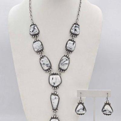 #415 • Native American Sterling Silver White Buffalo Set, 130g
