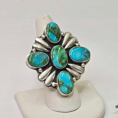#290 • Patrick Yazzie Native American Sterling Silver Turquoise Ring, 31.97g

