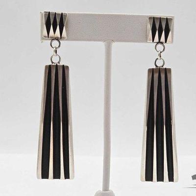#545 • Handmade Native American Sterling Silver Dangle Earrings, 27g
