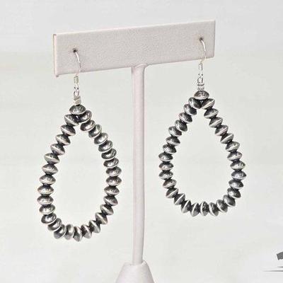 #665 • Handmade Native American Sterling Silver Navajo Pearl Earrings, 9.00g
