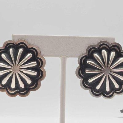 #550 • Native American Sterling Silver Concho Earrings, 10g
