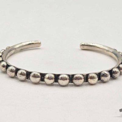 #402 • Handmade Native American Sterling Silver Studded Cuff, 32g
