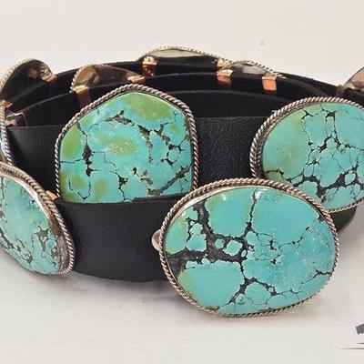 #305 • Native American Turquoise Concho Belt, 516g
