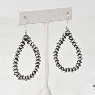 #675 • Handmade Native American Sterling Silver Navajo Pearl Earrings, 9.00g
