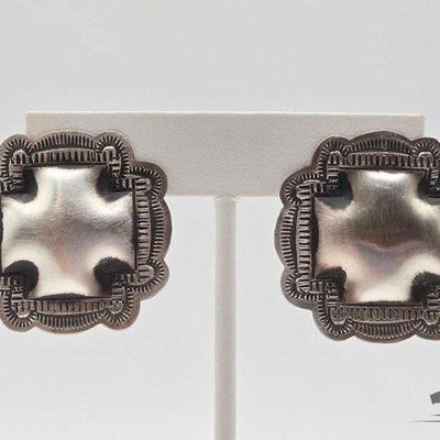 #390 • Handmade Native American Sterling Silver Concho Earrings, 9g
