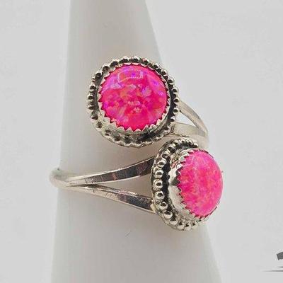 #585 • Native American Sterling Silver Pink Opal Ring, 3g
