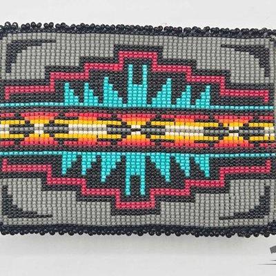 #725 • Handmade Native American Beaded Belt Buckle

