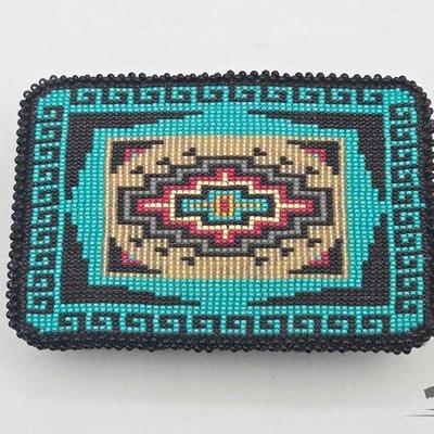 #730 • Handmade Native American Beaded Belt Buckle
