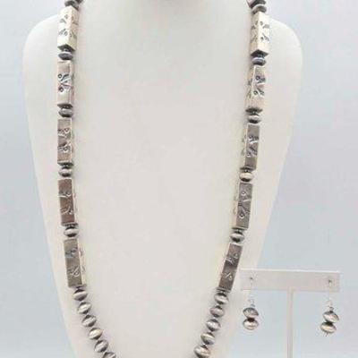 #405 • Native American Sterling Silver Chunky Bead Set,
