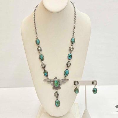 #270 • Russell Sam Handmade Sterling Silver Turquoise Set, 83.70g
