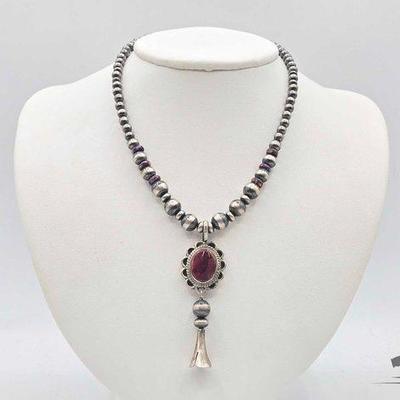 #435 • Native American Sterling Silver Squash Blossom Necklace, 24g

