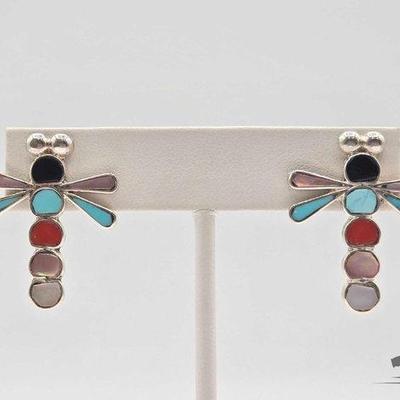 #582 • Handmade Native American Sterling Silver Dragonfly Earring, 5g
