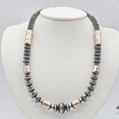 #565 • Handmade Sterling Silver Pawn Bead Necklace, 55g
