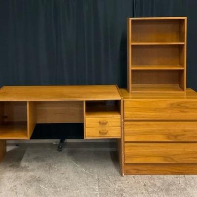 Danish Modern Desk, Storage Dresser, & Bookcase