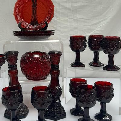 Beautiful Cape Cod Ruby Red Glassware Collection 