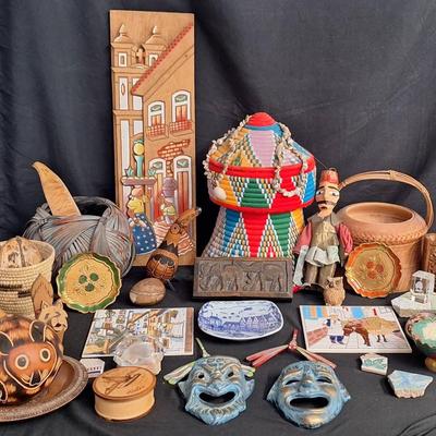 Assorted Hand Woven Baskets And Cultural Art Deco 