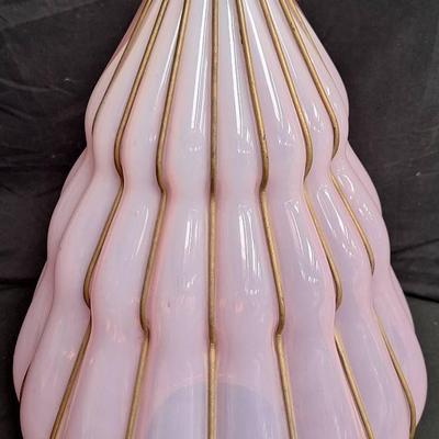 Vintage Murano Style Ribbed Pink Glass Ceiling Lamp Shade