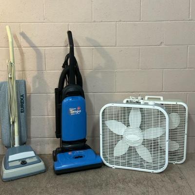 Eureka And Hoover Vacuums, & 3-speed Box Fans