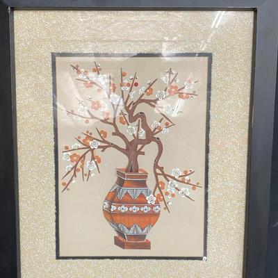 Handmade Padded Silk Flowers Dimensional Art