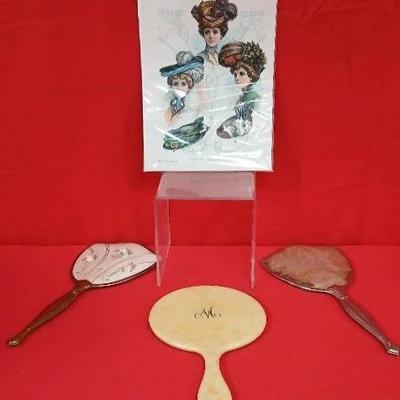 Millinery Plates  & Three Vintage Mirrors