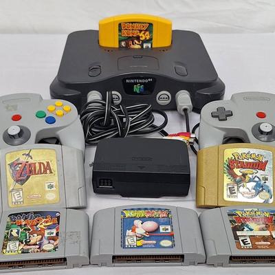 Vintage Nintendo 64 Console With Two Remote Controllers, And 8 Games