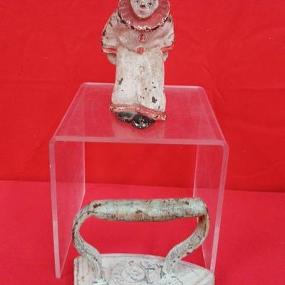 Cast Iron Hubley Clown & Sad Iron