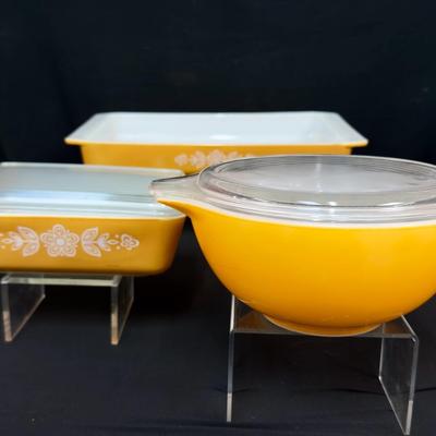 Vintage Pyrex Orange Blossom Casserole Dishes