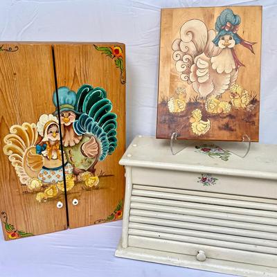 Antique Hand Painted Spice Cabinet & Bread Box