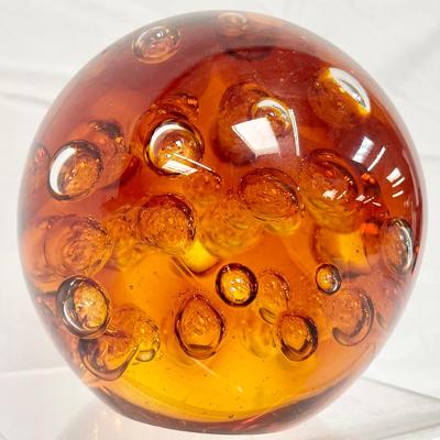 Vintage Murano Amber Art Glass Sphere 