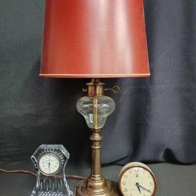 Waterford Lismore Carriage Crystal Clock W/ Vintage Lamp