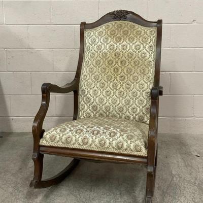 Vintage Walnut Brocade Rocker