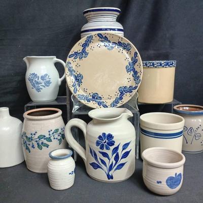 Williamsburg Style Pottery Pitcher W/ Ceramic And Stoneware Pottery