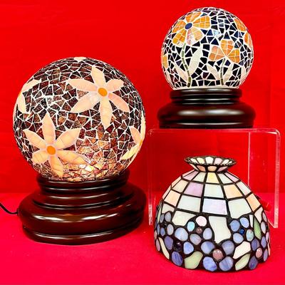 Vintage Stained Glass Tiffany Style Lamp Shade & Mosaic Lamps