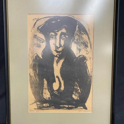 MCM Original Painting by Berta Wright: ‘Woman’s Reflection’