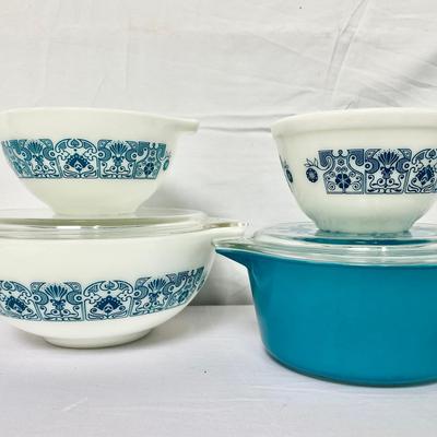 Vintage Pyrex Ovenware Blue Horizon Design 