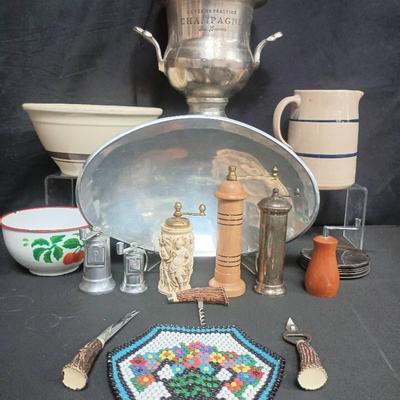 Cuvée De Prestige Wine Bucket W/ Pewter Serving Bowl And More