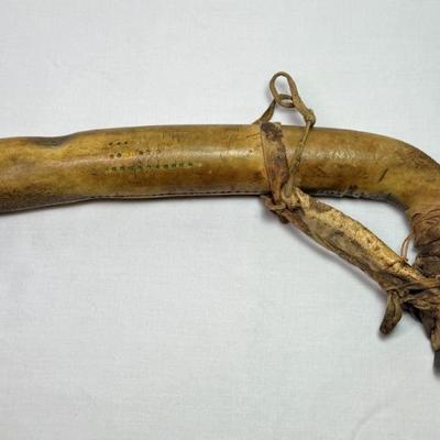 Sale Photo Thumbnail #74: Authentic 19th century Native American Plains Indians Elk horn and metal hide scrapper, notched buffalo count, 13”